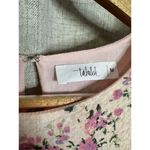 TALULAH Belted Coquette Glam Floral Bouquet Print Swing Mini Dress Sz Medium - Picture 5 of 7